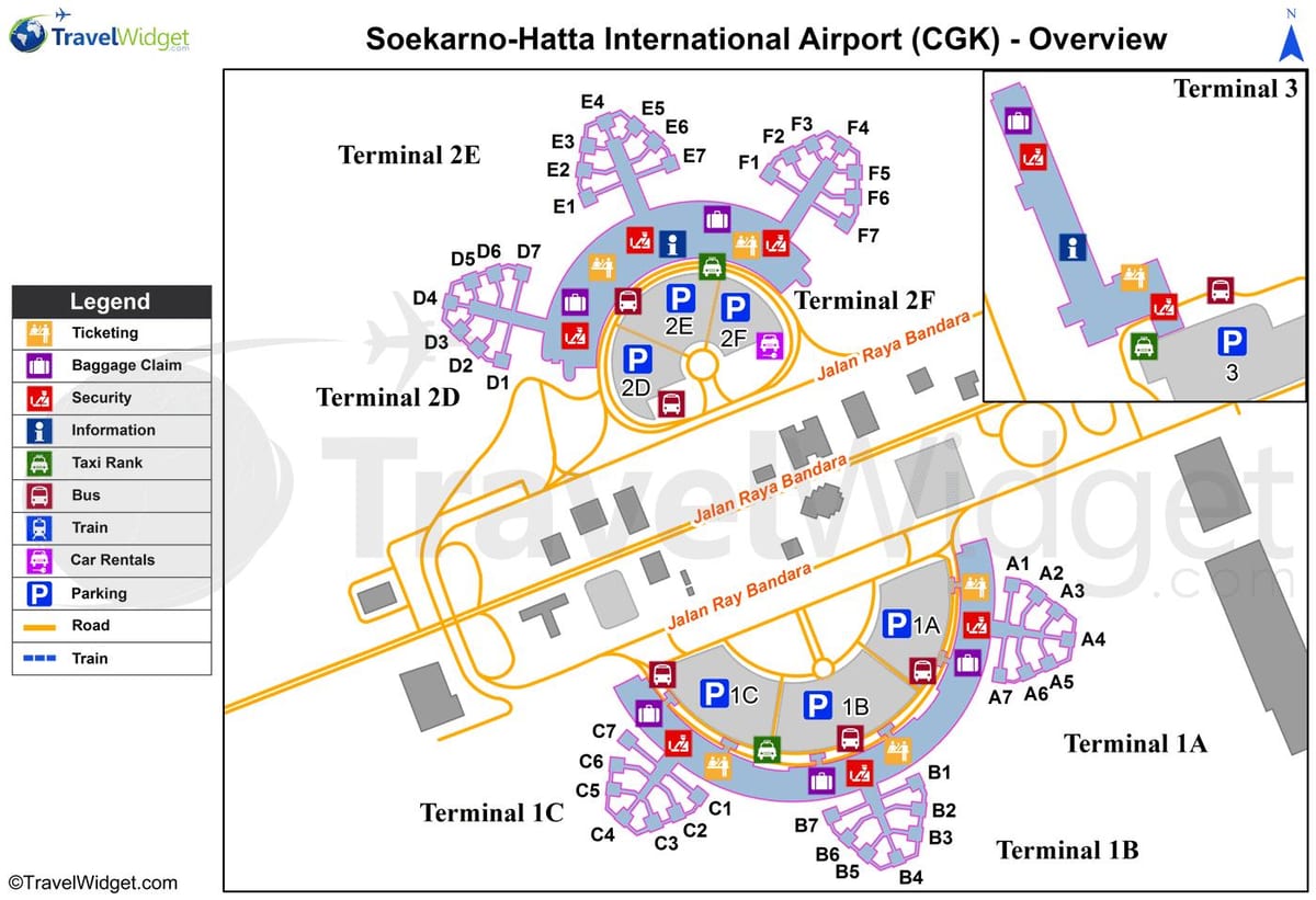 soekarno hatta התעופה טרמינל מפה